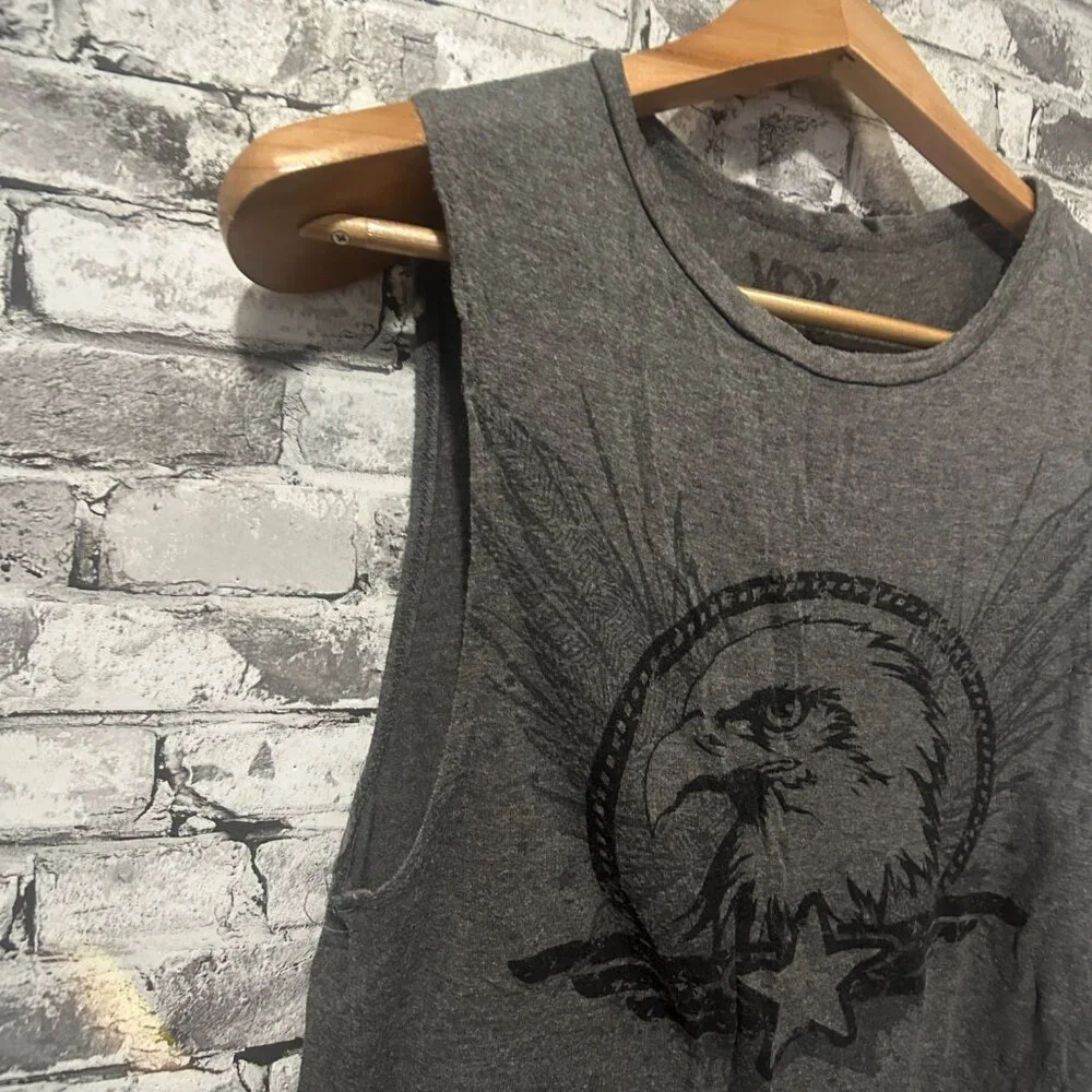EUC Vox Populi Grey Bald Eagle Sleeveless Graphic Shirt Size Small - Picture 4 of 10